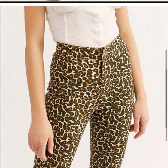 FREE PEOPLE / WE THE FREE LEOPARD PRINT HIGH WAIST SKINNY JEANS SIZE 25 - Picture 3 of 9